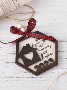 1入組，新開始新回憶，新家2023，喬遷禮物新家，新房喬遷禮物，新房家居禮品，新房主禮物創意，新家裝飾品2023，2層木質裝飾品懸掛裝飾 - 棕色 - 查看 6