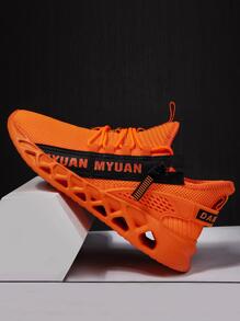 男士 Blade 运动鞋镂空运动鞋系带厚底运动鞋时尚跑步健身鞋透气篮球鞋 - 橘色 - 查看 1
