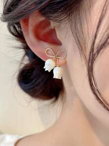 topshiny 蝴蝶结和花朵装饰耳钉 情人节、妈妈、母亲、母亲节、礼物