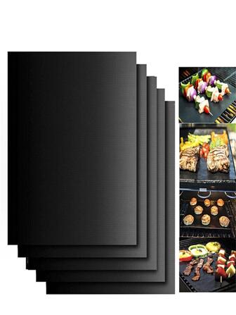 2 Pcs 0.2mm Thick Barbecue Grill Mat Baking Sheet Non-stick Reusable Outdoor Picnic BBQ Liner