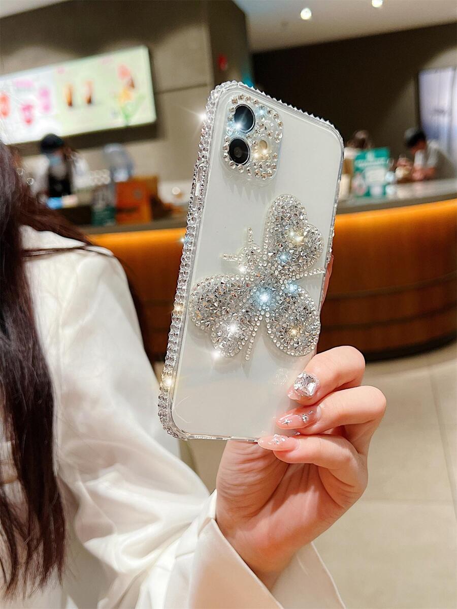 水钻装饰透明手机壳，国际版，非国内版 - 彩色 - 查看 1