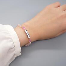 Pulsera con cuenta con diseño de letra con diseño de cuadro - Rosa - Ver 4