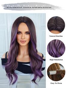 Peluca sintética cosplay largo rizado - Morado - Ver 6