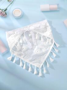 Boho風格1入組女式花卉刺繡流蘇裝飾時尚手帕頭飾