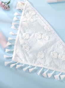 Boho風格1入組女式花卉刺繡流蘇裝飾時尚手帕頭飾