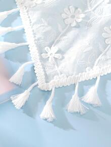 Boho風格1入組女士花卉刺繡流蘇裝飾時尚髮巾，適用於髮飾