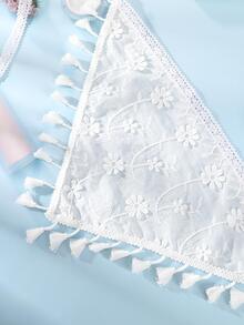 Boho風格1入組女士花卉刺繡流蘇裝飾時尚髮巾，適用於髮飾