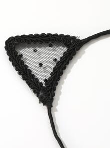 件裝女蕾絲兔耳髮帶，適合節日、禮品和秋冬日常佩戴 - 黑色 - 查看 3
