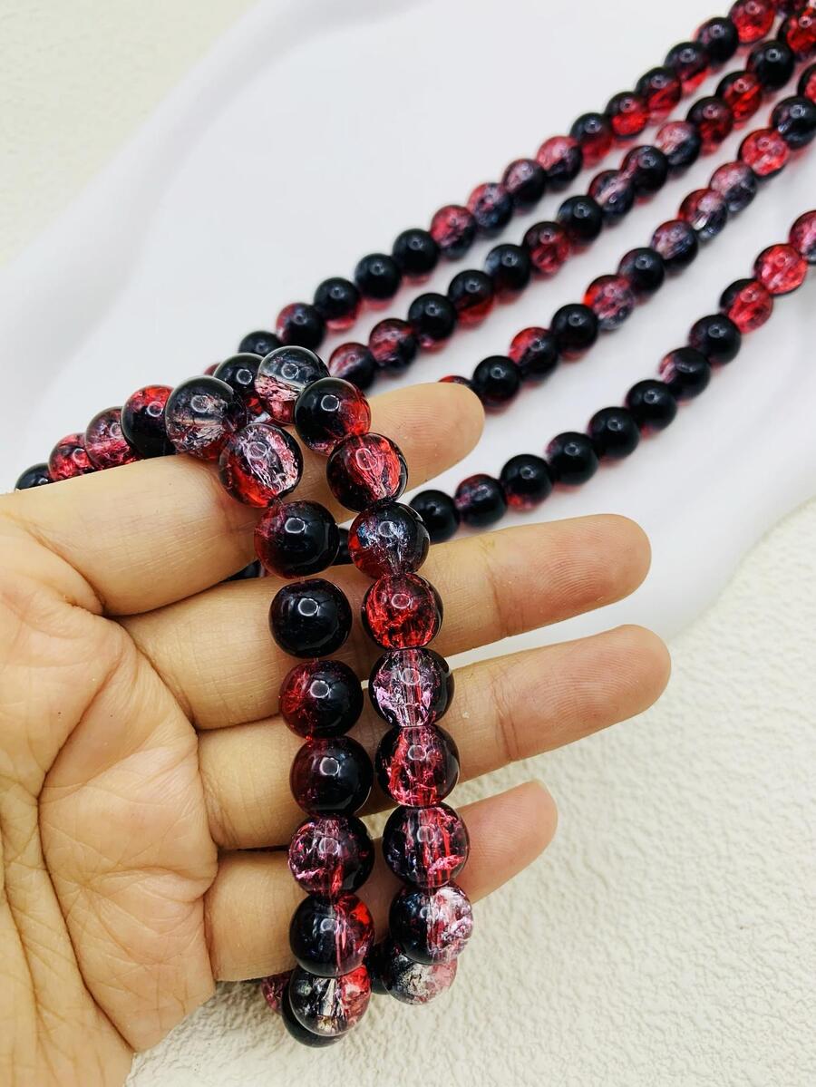 30 Chiếc Màu Đen Và Đỏ 1Cm Nứt Hạt Thủy Tinh Cho DIY Handmade, Phong Cách Bohemian Quà Tặng Halloween - màu đen - Xem 1