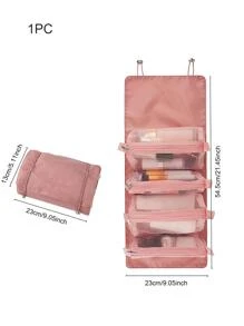 1个女士便携式化妆包大容量旅行收纳浴室厕所整理防水包 - 粉色 - 查看 8