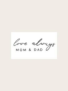 Waterproof & Sweatproof Herbal Tattoo Sticker That Lasts 7-14 Days, Mom & Dad Design, 1pc - Black - View 2