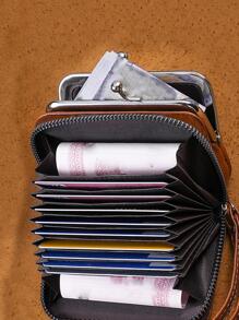 Minimalist Card Holder Kiss Lock Brown - Brown - View 4