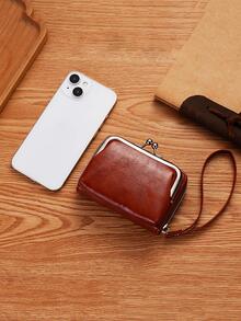 Minimalist Card Holder Kiss Lock Brown - Brown - View 6