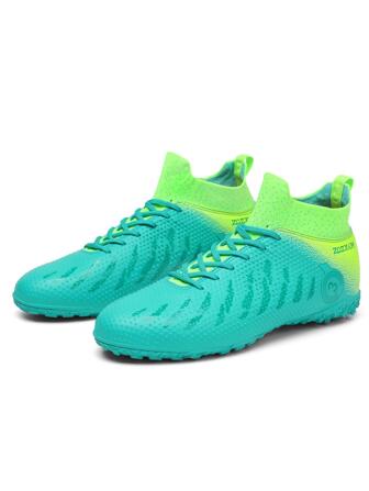 高上衣足球鞋帶字母圖案,長款耳釘,藍色