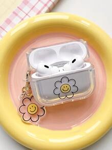可爱笑脸耳机盒带挂钩，兼容苹果耳机型号，保护套 - 無色 - 查看 5