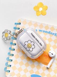 可爱笑脸耳机盒带挂钩，兼容苹果耳机型号，保护套 - 無色 - 查看 4