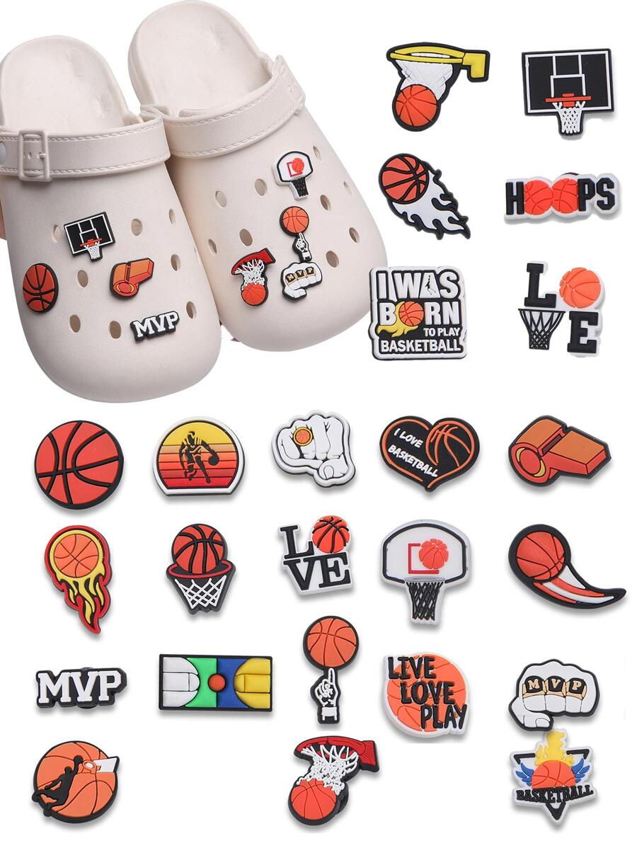 12pcs Basketball Clog Charms Sports Basketball Shoe Accessories Pack For Men And Women Party Favor Gift (Most Valuable Player) (Handmade, There May Be Slight Glue Leakage Or Minor Defects On The Back, Which Do Not Affect Normal Use), For Spring Summer Beach Or Daily Wear Women Men Shoes - Multicolor - View 1