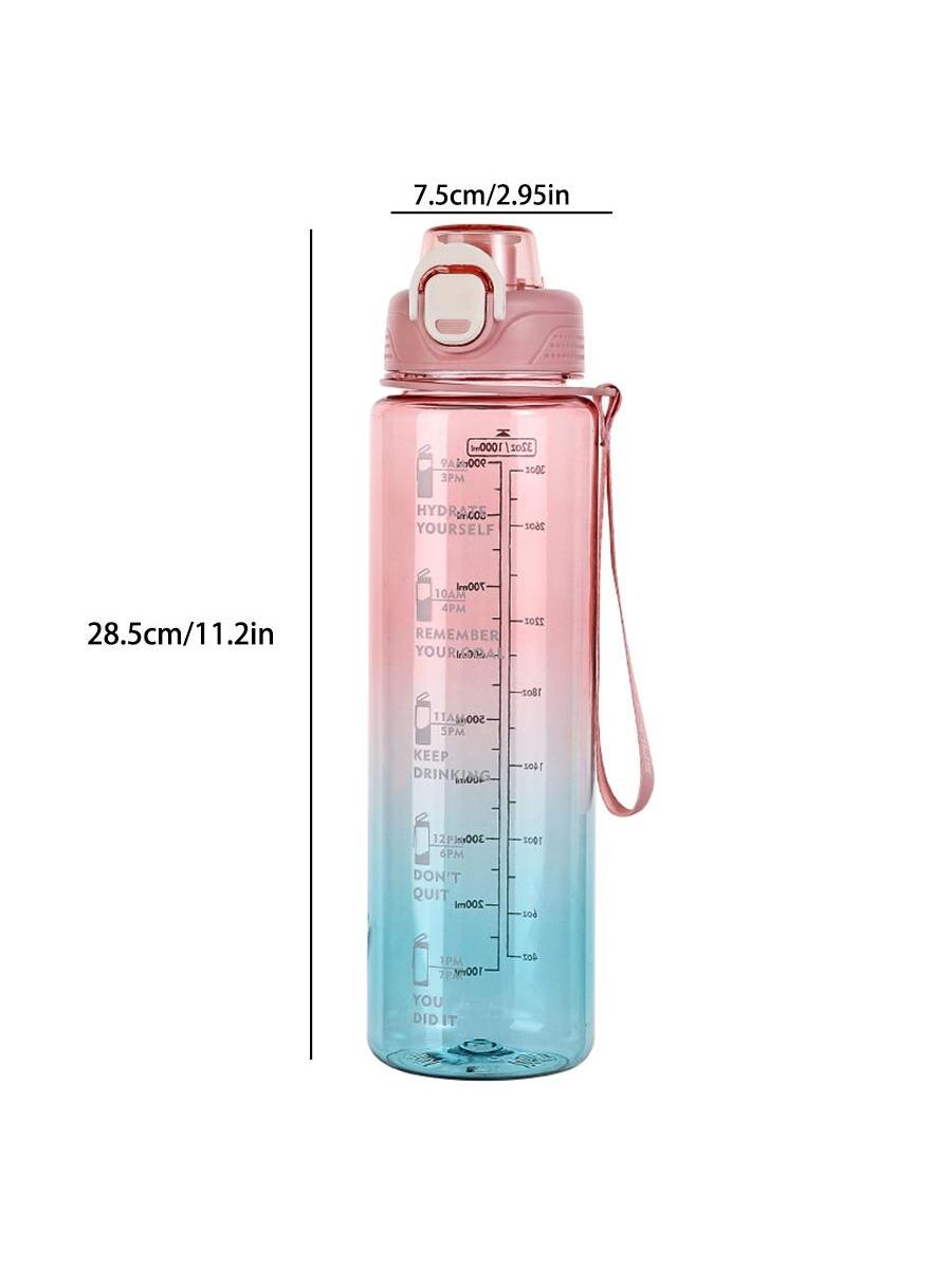 1pc Transparent Colored Sports Water Bottle With Measurement Scale, Suitable For Outdoor Recreation And Fitness Activities
