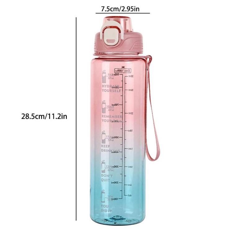 1 Pieza Botella de agua deportiva transparente y colorida con escala, adecuada para actividades al aire libre y fitness - Rosa - Añade 2