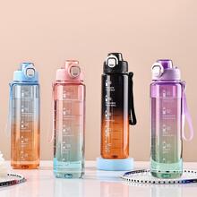 1PC Transparent Colorful Sports Water Bottle With Scale Outdoor Leisure Sports Bottle, Suitable For Fitness And Outdoor Activities - Pink - View 3