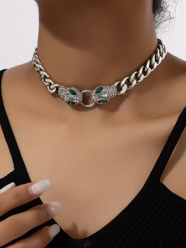 Collier À Chaîne À Strass À Détail Serpent