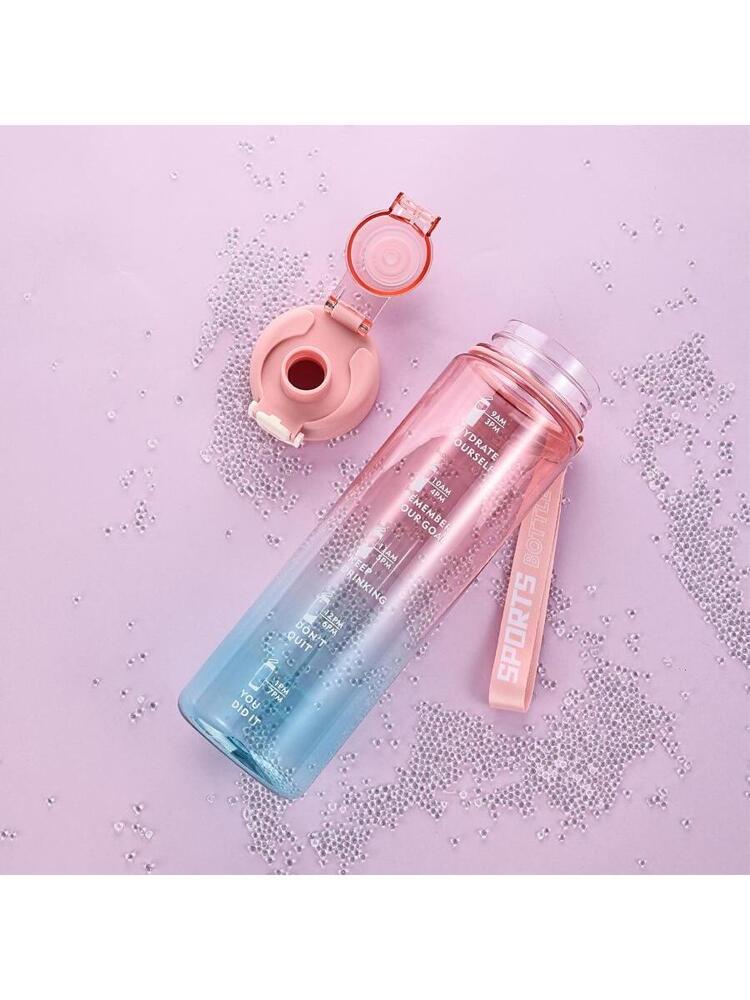 1個 透明カラフルスポーツウォーターボトル スケール付き アウトドアレジャースポーツボトル、フィットネスやアウトドア活動に適しています