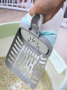 Cama de arena para gatos Cuchara con Pala de arena para gatos para interior de mascota Limpiando suministros - Gris - Ver 5