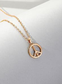 Peace Sign Necklace Jewelry Gift Fashion Punk Popular For A Stylish Look Personalized - Yellow Gold - View 1