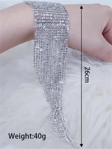Fashionable Crystal Tassel Bracelet, Women Personalized Jewelry Accessory - Silver - View 4