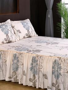 柔软亲肤的韩式单层荷叶边印花加厚磨毛床品套装，适用于家庭卧室、客厅、学生宿舍，可机洗 - 彩色 - 查看 4