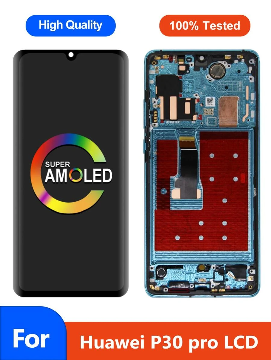Original Compatible With Huawei P30 Pro LCD Display Touch Screen Aurora Blue Frame - Other - View 1