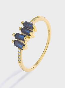 ESBERRY 1 anillo azul zafiro, anillos finos, anillos de pulgar para mujer, anillos de oro de plata esterlina s925, joyería fina de regalo - Dorado - Ver 6