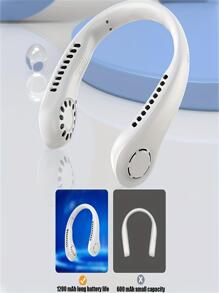 1pc Halter Fan Usb Portable 3/5-Speed Adjustable With Digital Display Mini Portable Small Slouchy Person Halter Neck Leafless Rechargeable 360° Adjustable Refrigeration Air Conditioning Outdoor Student Mute Large Wind Fan Cooling Artefact Gift - White - View 7