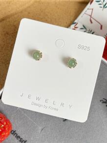 1對S925純銀和和田玉耳釘適合女士,小和優雅中式新趨勢