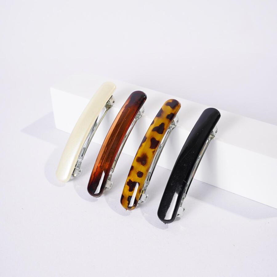 4pcs Minimalist Spring Hair Clips Set Casual,Leopard Print, School Stuff, Hair Accessories - Multicolor - View 1
