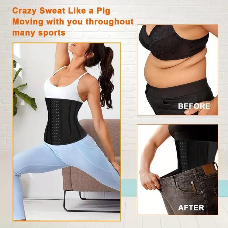 Waist Trainer Exercise Belt Elastic belt - Black - View 5