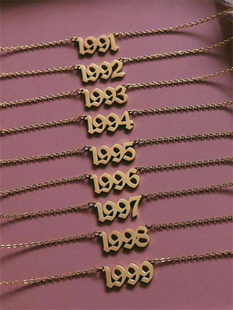 1pc Fresh and minimalist vintage tag commemorative pendant necklace