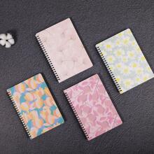 1入組花卉圖案系列80床單鬆動樹葉筆記本 - 彩色 - 查看 2