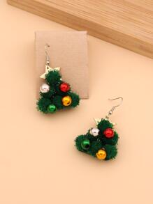 1對工藝聖誕樹形狀女士們假期時尚吊墜耳環
