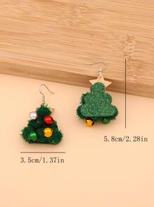 1對工藝聖誕樹形狀女士們假期時尚吊墜耳環