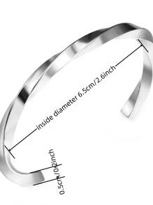 1pc Stainless Steel Mobius Twist Open Bangle Bracelet, Retro Couple Bracelet For Men And Women, Fashion Accessories