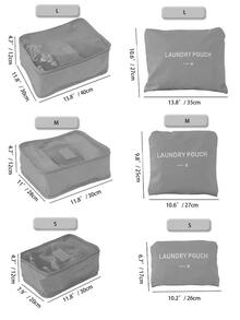 6入組字母圖案旅行收納袋灰色帶鞋子洗漱用品和洗衣袋學校用品房間裝飾臥室裝飾宿舍必需品學校學生教師 - 灰色 - 查看 5
