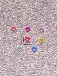 30Pcs Mixed Color Resin Hollow Out Heart Shaped Beads Diy Nail Charms Nail Gems Nail Supplies Nails - Multicolor - View 4