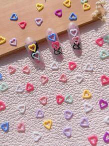 30Pcs Mixed Color Resin Hollow Out Heart Shaped Beads Diy Nail Charms Nail Gems Nail Supplies Nails - Multicolor - View 1