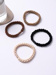 10 Chiếc Hợp Thời Trang Đơn Giản Thủ Công Dệt Kim Màu Trà Sữa Dày Bện Dây Buộc Tóc, Dây Buộc Tóc Co Giãn Mạnh Mẽ Phù Hợp Với Tất Cả Các Trận Đấu - Nhiều màu - Xem 6