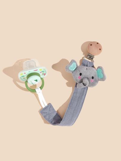 带松紧带的大象奶嘴夹，可爱动物奶嘴链，带塑料扣的通用奶嘴夹，适用于所有奶嘴，是男孩女孩的理想婴儿礼物奶嘴夹