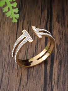 1 chiếc nhẫn trang trí kim cương giả - Vàng - Xem 6