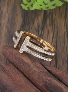 1 chiếc nhẫn trang trí kim cương giả - Vàng - Xem 3