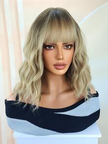 短卷人造假髮帶劉海 - 金色 - 查看 3