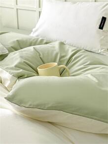 4入組素色被套套裝,包括1被套,1床單和2枕套,不包括枕頭內,綠色極簡風格床上用品適用於臥室 - 彩色 - 查看 7